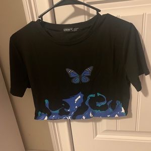black butterfly crop top